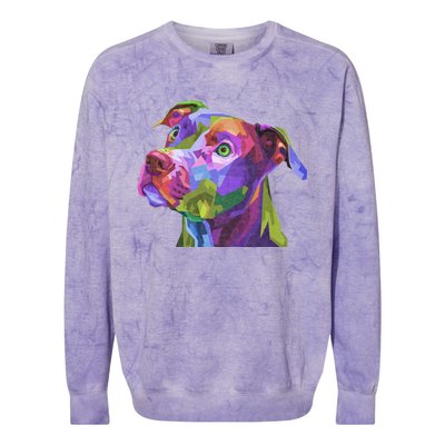 American Pitbull Terrier Pop Art Portrait For Dog Owners Colorblast Crewneck Sweatshirt