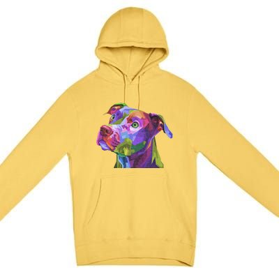 American Pitbull Terrier Pop Art Portrait For Dog Owners Premium Pullover Hoodie