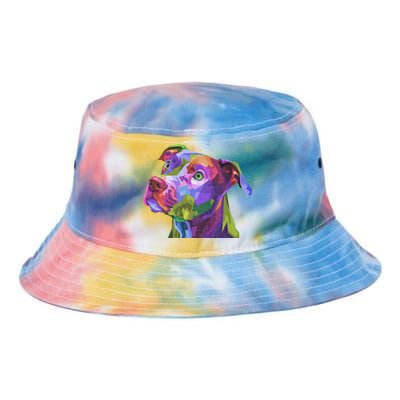 American Pitbull Terrier Pop Art Portrait For Dog Owners Tie Dye Newport Bucket Hat