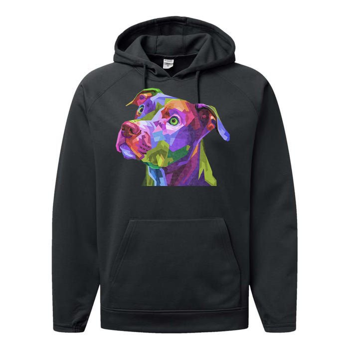 American Pitbull Terrier Pop Art Portrait For Dog Owners Performance Fleece Hoodie