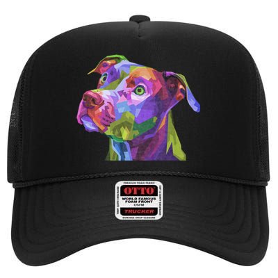 American Pitbull Terrier Pop Art Portrait For Dog Owners High Crown Mesh Back Trucker Hat