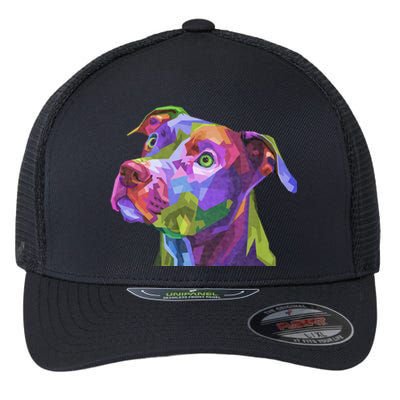 American Pitbull Terrier Pop Art Portrait For Dog Owners Flexfit Unipanel Trucker Cap