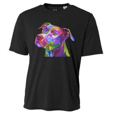 American Pitbull Terrier Pop Art Portrait For Dog Owners Cooling Performance Crew T-Shirt