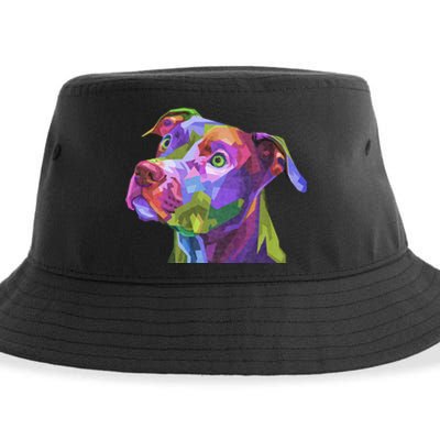 American Pitbull Terrier Pop Art Portrait For Dog Owners Sustainable Bucket Hat