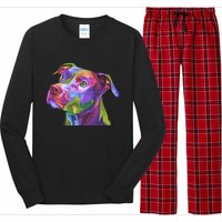 American Pitbull Terrier Pop Art Portrait For Dog Owners Long Sleeve Pajama Set