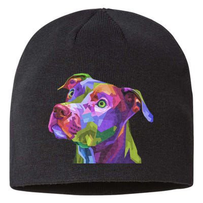 American Pitbull Terrier Pop Art Portrait For Dog Owners Sustainable Beanie