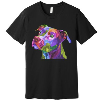 American Pitbull Terrier Pop Art Portrait For Dog Owners Premium T-Shirt