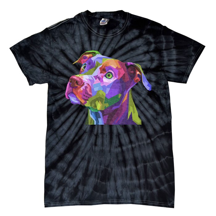 American Pitbull Terrier Pop Art Portrait For Dog Owners Tie-Dye T-Shirt