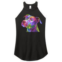 American Pitbull Terrier Pop Art Portrait For Dog Owners Women’s Perfect Tri Rocker Tank