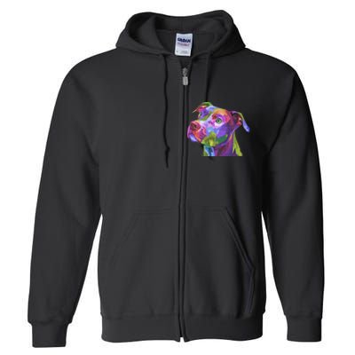 American Pitbull Terrier Pop Art Portrait For Dog Owners Full Zip Hoodie