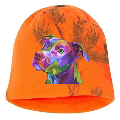 American Pitbull Terrier Pop Art Portrait For Dog Owners Kati - Camo Knit Beanie