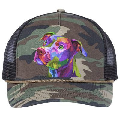 American Pitbull Terrier Pop Art Portrait For Dog Owners Retro Rope Trucker Hat Cap