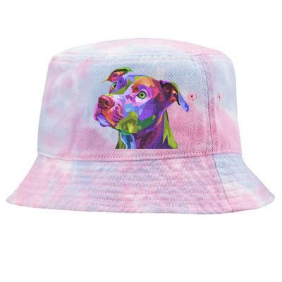 American Pitbull Terrier Pop Art Portrait For Dog Owners Tie-Dyed Bucket Hat