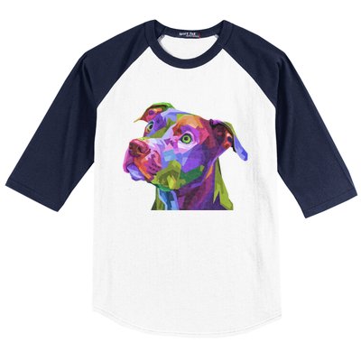 American Pitbull Terrier Pop Art Portrait For Dog Owners Baseball Sleeve Shirt