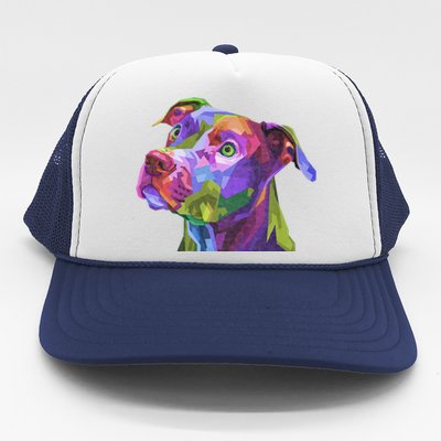 American Pitbull Terrier Pop Art Portrait For Dog Owners Trucker Hat