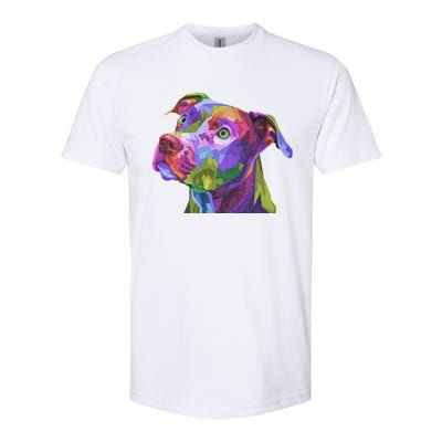 American Pitbull Terrier Pop Art Portrait For Dog Owners Softstyle CVC T-Shirt