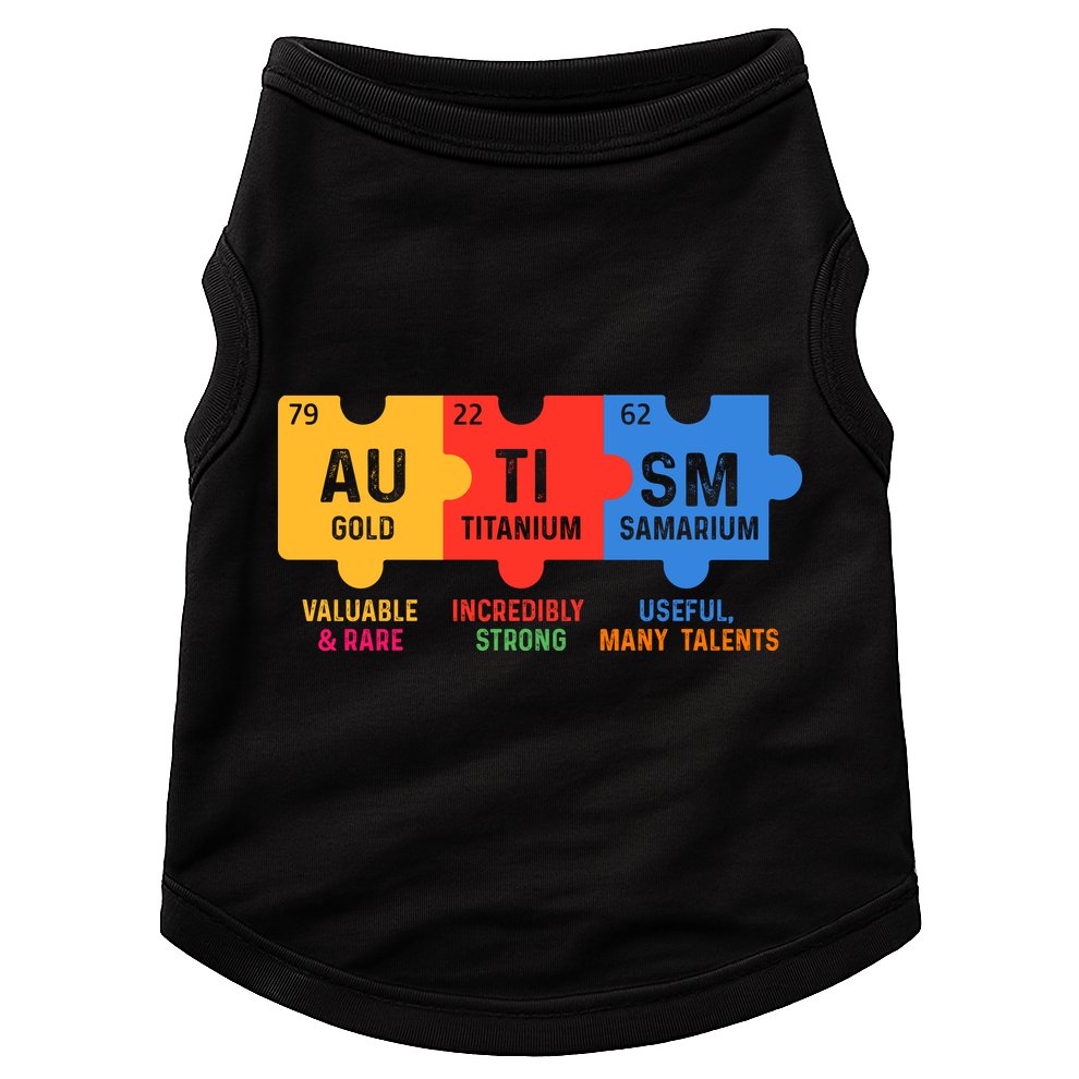 Autism Periodic Table Elements Gold Titanium Samarium Autism Awareness Doggie Tank