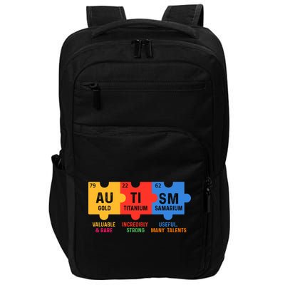 Autism Periodic Table Elements Gold Titanium Samarium Autism Awareness Impact Tech Backpack