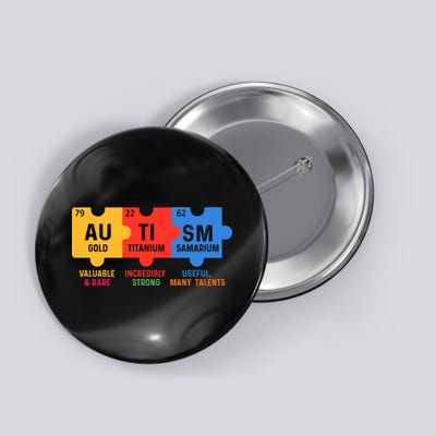Autism Periodic Table Elements Gold Titanium Samarium Autism Awareness Button