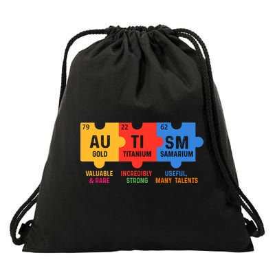 Autism Periodic Table Elements Gold Titanium Samarium Autism Awareness Drawstring Bag