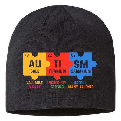 Autism Periodic Table Elements Gold Titanium Samarium Autism Awareness Sustainable Beanie