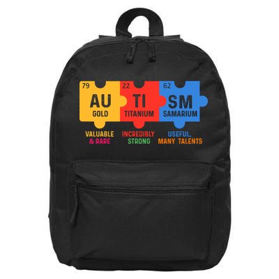 Autism Periodic Table Elements Gold Titanium Samarium Autism Awareness 16 in Basic Backpack