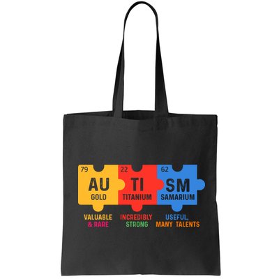Autism Periodic Table Elements Gold Titanium Samarium Autism Awareness Bag