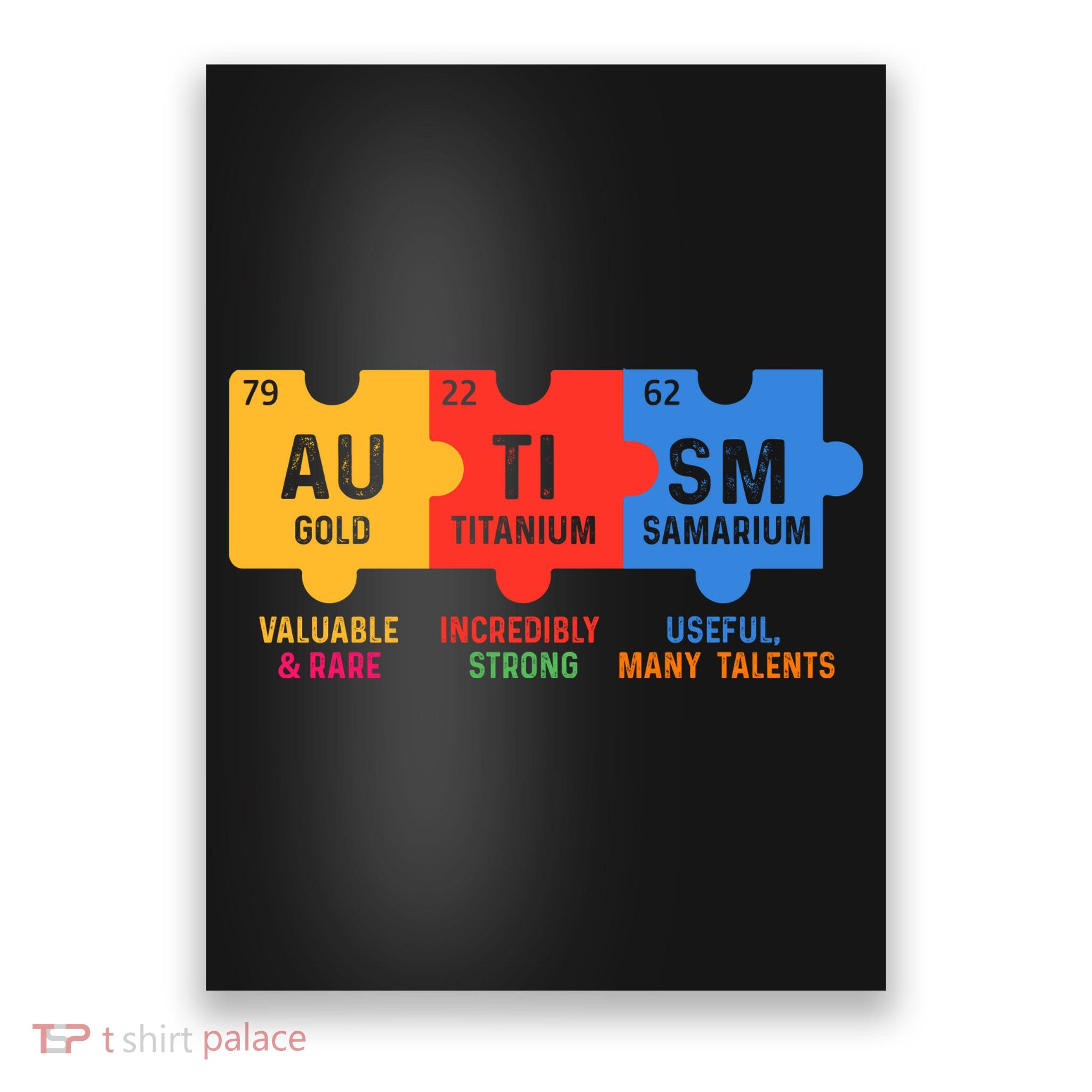 Autism Periodic Table Elements Gold Titanium Samarium Autism Awareness Poster