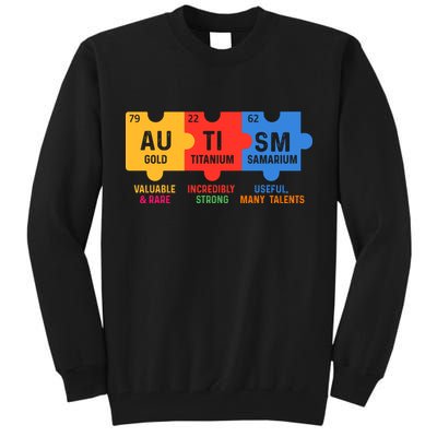 Autism Periodic Table Elements Gold Titanium Samarium Autism Awareness Tall Sweatshirt
