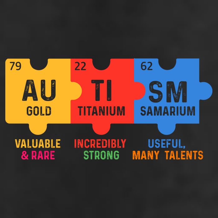 Autism Periodic Table Elements Gold Titanium Samarium Autism Awareness Golf Towel