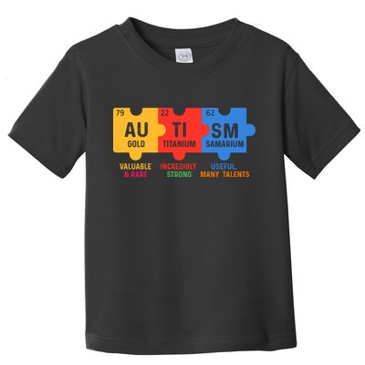 Autism Periodic Table Elements Gold Titanium Samarium Autism Awareness Toddler T-Shirt