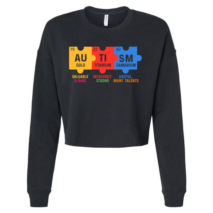 Autism Periodic Table Elements Gold Titanium Samarium Autism Awareness Cropped Pullover Crew