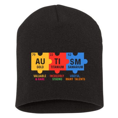 Autism Periodic Table Elements Gold Titanium Samarium Autism Awareness Short Acrylic Beanie