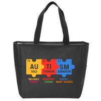 Autism Periodic Table Elements Gold Titanium Samarium Autism Awareness Zip Tote Bag