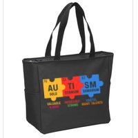 Autism Periodic Table Elements Gold Titanium Samarium Autism Awareness Zip Tote Bag