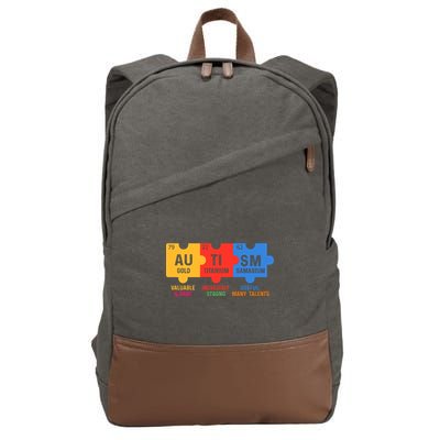 Autism Periodic Table Elements Gold Titanium Samarium Autism Awareness Cotton Canvas Backpack