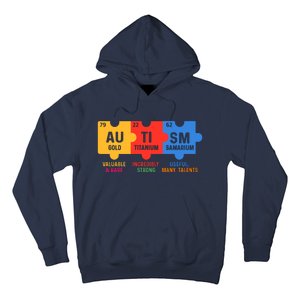 Autism Periodic Table Elements Gold Titanium Samarium Autism Awareness Hoodie