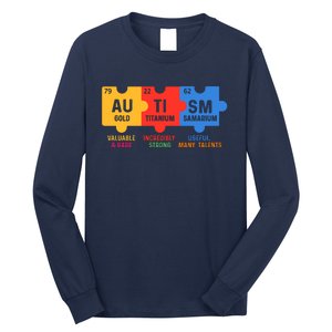 Autism Periodic Table Elements Gold Titanium Samarium Autism Awareness Long Sleeve Shirt