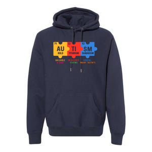 Autism Periodic Table Elements Gold Titanium Samarium Autism Awareness Premium Hoodie