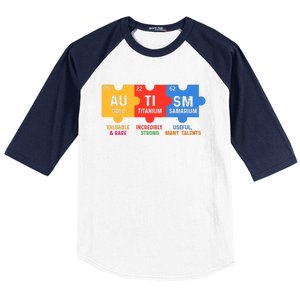 Autism Periodic Table Elements Gold Titanium Samarium Autism Awareness Baseball Sleeve Shirt