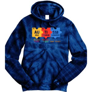 Autism Periodic Table Elements Gold Titanium Samarium Autism Awareness Tie Dye Hoodie