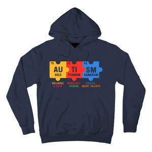 Autism Periodic Table Elements Gold Titanium Samarium Autism Awareness Tall Hoodie