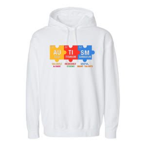 Autism Periodic Table Elements Gold Titanium Samarium Autism Awareness Garment-Dyed Fleece Hoodie