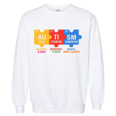 Autism Periodic Table Elements Gold Titanium Samarium Autism Awareness Garment-Dyed Sweatshirt