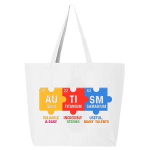 Autism Periodic Table Elements Gold Titanium Samarium Autism Awareness 25L Jumbo Tote