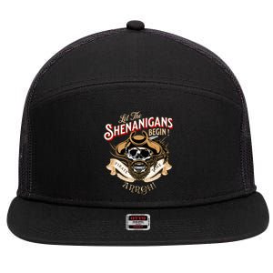 Arrgh Pirate Time Let The Shenanigans Begin Pirate 7 Panel Mesh Trucker Snapback Hat