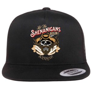 Arrgh Pirate Time Let The Shenanigans Begin Pirate Flat Bill Trucker Hat