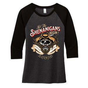 Arrgh Pirate Time Let The Shenanigans Begin Pirate Women's Tri-Blend 3/4-Sleeve Raglan Shirt