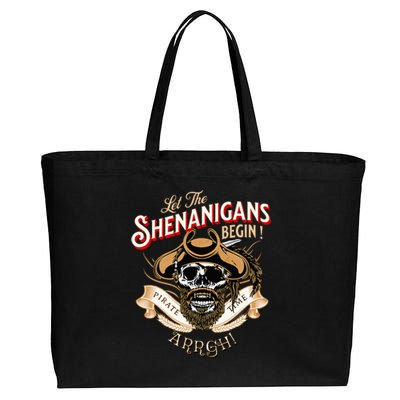 Arrgh Pirate Time Let The Shenanigans Begin Pirate Cotton Canvas Jumbo Tote