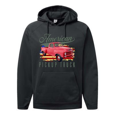 American Pickup Truck Adults Teens Performance Fleece Hoodie